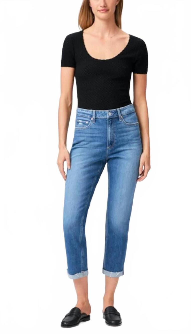 NEW PAIGE high rise brigitte raw hem cuff jeans in stronghold